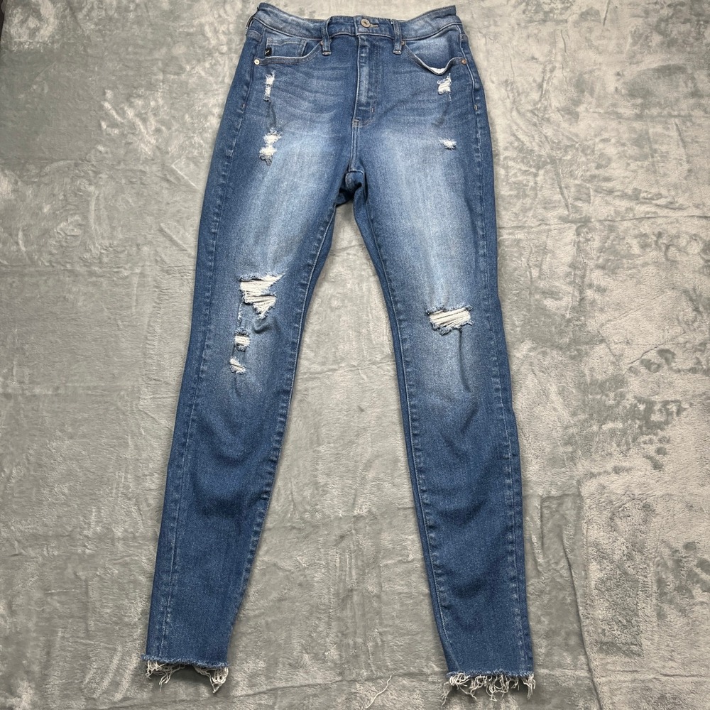 KanCan‎ Skinny Jeans Womens Blue Distressed High Rise Raw Hem Maurices 211018 28